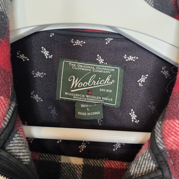 Woolrich Womens Ruby Multi Red Black Plaid Zip Pockets Wool Blend Jacket Large - Picture 5 of 10
